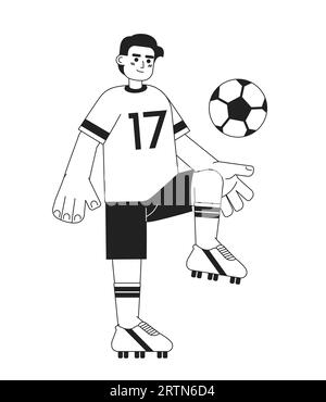 Personnage vectoriel plat monochromatique de joueur de football talentueux Illustration de Vecteur