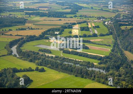 Luftbild, Fluss Ruhr Ruhrschleife mit Wasserkraftwerk Fröndenberg, Fröndenberg, Fröndenberg, Ruhrgebiet, Rhénanie-du-Nord-Westphalie, Deutschland ACHTUNGxMINDESTHONORARx60xEURO *** vue aérienne, boucle de la Ruhr avec centrale hydroélectrique Fröndenberg, Fröndenberg, Fröndenberg, région de la Ruhr, Rhénanie du Nord Westphalie, Allemagne ATTENTIONxMINESTHONORARx60xEURO Banque D'Images