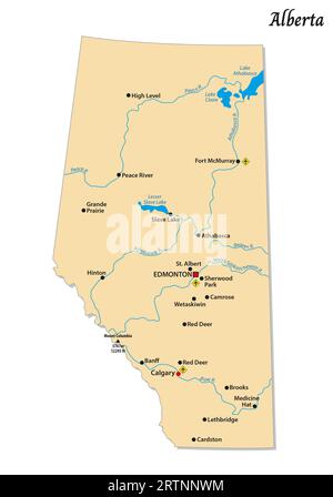 Carte vectorielle simple de Alberta, Canada Banque D'Images