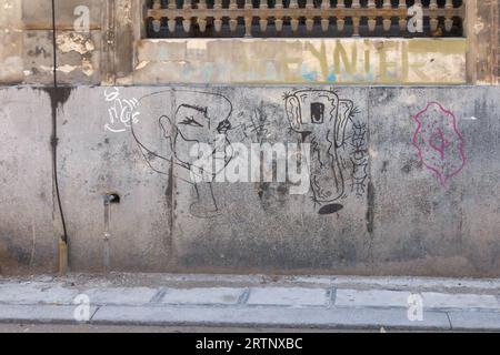 La Havane, Cuba - 30 août 2023 : mur sale d'un immeuble dans le quartier du centre-ville. Banque D'Images