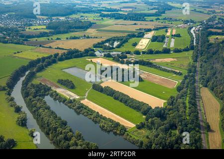 Luftbild, Fluss Ruhr Ruhrschleife mit Wasserkraftwerk Fröndenberg, Fröndenberg, Fröndenberg, Ruhrgebiet, Rhénanie-du-Nord-Westphalie, Deutschland ACHTUNGxMINDESTHONORARx60xEURO *** vue aérienne, boucle de la Ruhr avec centrale hydroélectrique Fröndenberg, Fröndenberg, Fröndenberg, région de la Ruhr, Rhénanie du Nord Westphalie, Allemagne ATTENTIONxMINESTHONORARx60xEURO Banque D'Images