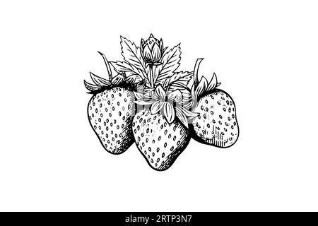 Fraise dans le style de gravure. Élément de conception pour affiche, carte, bannière, signe. Illustration vectorielle. Illustration de Vecteur