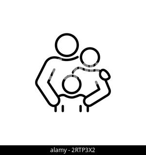 Eps10 vector famille, parents et enfant, icône linéaire. Symboles de ligne avec trait modifiable isolé sur fond blanc Illustration de Vecteur