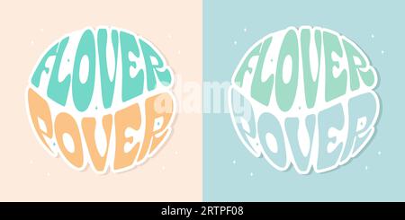 Lettrage groovy Flower power. Illustration de Vecteur