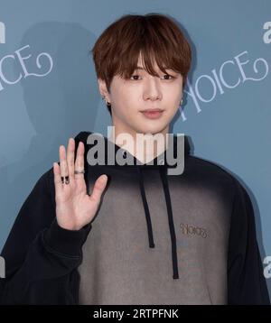 Séoul, Corée du Sud. 14 septembre 2023. Le chanteur sud-coréen Kang Daniel, assiste à un appel photo pour l'ouverture du magasin NOICE Pop-up Store à Séoul, en Corée du Sud, le 14 septembre 2023. (Photo : Lee Young-ho/Sipa USA) crédit : SIPA USA/Alamy Live News Banque D'Images