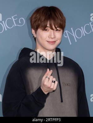 Séoul, Corée du Sud. 14 septembre 2023. Le chanteur sud-coréen Kang Daniel, assiste à un appel photo pour l'ouverture du magasin NOICE Pop-up Store à Séoul, en Corée du Sud, le 14 septembre 2023. (Photo : Lee Young-ho/Sipa USA) crédit : SIPA USA/Alamy Live News Banque D'Images