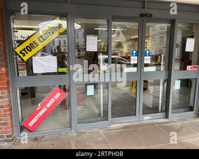 Bicester Oxfordshire Royaume-Uni. 15 septembre 2023. Les magasins Wilko ferment dans tout le Royaume-Uni en raison de l'entrée en administration de l'entreprise. Banque D'Images