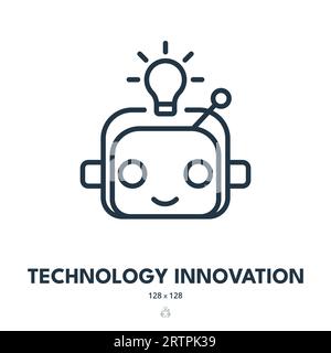 Icône innovation technologique. Robot, automatisation, Tech. Contour modifiable. Icône vecteur simple Illustration de Vecteur