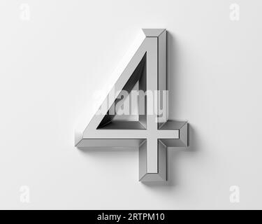 Chiffres en métal. illustration 3d de l'alphabet de fer isolé sur fond blanc Banque D'Images