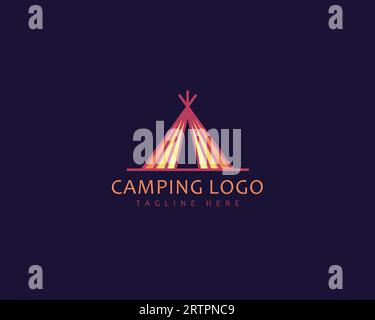 Modèle de logo de camping, vecteur de conception de logo de tente, emblème, concept de conception. Design abstrait de logo de camping Illustration de Vecteur