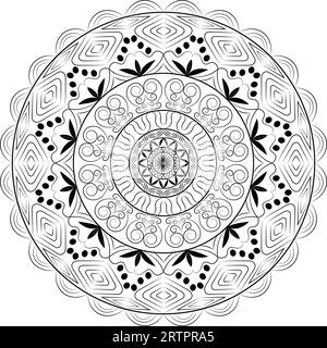 Un motif de mandala floral dans un cercle. Illustration de Vecteur