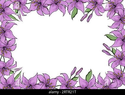 Fond de fleur aquarelle de Lillie pour carte de mariage ou invitations. Modèle d'illustration vectorielle dessiné à la main. Illustration de Vecteur