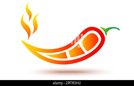 Illustration vectorielle du piment avec une flamme. Symbole vectoriel du piment rouge au feu. Illustration de Vecteur