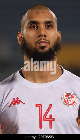 Egypte, le Caire - 12 septembre 2023 - Aissa Laidouni de Tunisie, en tête, profil lors du match amical entre l'Egypte et la Tunisie à la 30e. Banque D'Images