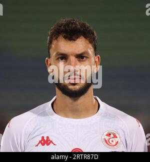 Egypte, le Caire - 12 septembre 2023 - Montassar Talbi de Tunisie, en tête, profil lors du match amical entre l'Egypte et la Tunisie à la 30e. Banque D'Images