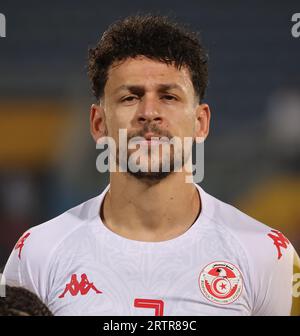 Egypte, le Caire - 12 septembre 2023 - Youssef Msakni de Tunisie, en tête, profil lors du match amical entre l'Egypte et la Tunisie à la 30e. Banque D'Images