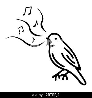 Illustration vectorielle oiseau nightingale en noir et blanc Illustration de Vecteur