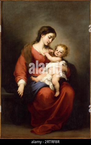 Vierge et enfant, peinture à l'huile du peintre baroque espagnol Bartolomé Estebán Murillo c1670s Banque D'Images