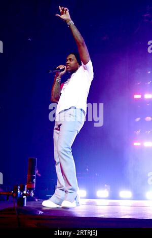 LIL Durk sur le 'Sorry for the Drought Tour 2023' au United Center le vendredi 11 août 2023 à Chicago, il, USA avec : LIL Durk, Durk Derrick Banks où : Chicago, Illinois, États-Unis quand : 12 août 2023 crédit : Adam Bielawski/WENN.com Banque D'Images