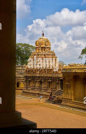 Belle Gopuram à Tanjore Grand temple Tamil Nadu Inde Banque D'Images