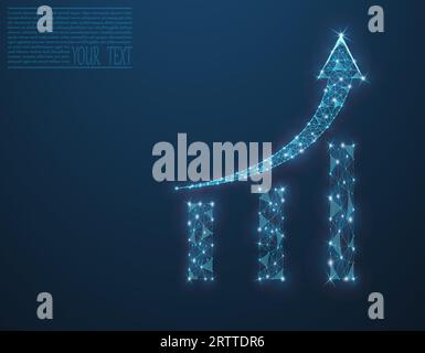 Image vectorielle de graphique de croissance composée dans un style polygonal. Illustration commerciale - graphiques, concept de croissance, développement des affaires. Illustration de Vecteur