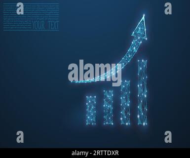 Image vectorielle de graphique de croissance composée de grille et de points. Illustration d'entreprise - graphiques, concept de croissance, développement des affaires. Illustration de Vecteur