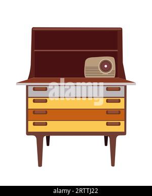 Armoire en bois avec vecteur de porte ouverte isolé. Illustration de Vecteur