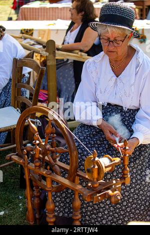 FRANCE. ALPES. ISÈRE (38) RÉGION DE MATHEYSINE. VILLAGE DE PIERRE-CHATEL. LE FESTIVAL DES RÉCOLTES RECRÉE LA VIE PAYSANNE EN ISÈRE AVANT L’ARRIVÉE DU THERM Banque D'Images