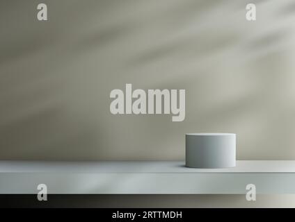 Podium de cylindre blanc réaliste 3D sur une étagère blanche est une maquette parfaite pour des présentations de produits créatives. L'arrière-plan minimaliste rend le produit Illustration de Vecteur