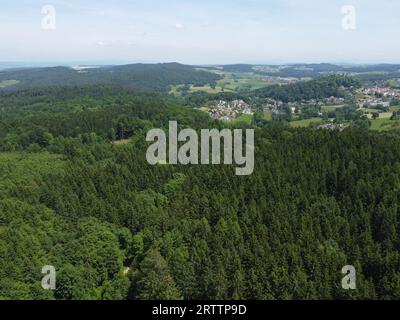 Vue aérienne de la forêt bavaroise près de Falkenstein, Allemagne, bavière Banque D'Images