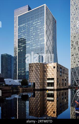 The Quay Club et One & Five Bank Street ; Canary Wharf, Londres, Royaume-Uni Banque D'Images