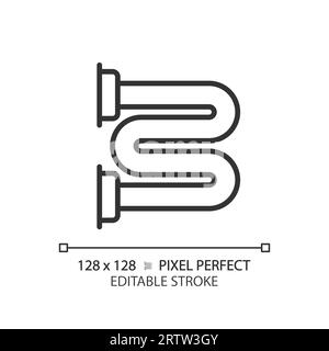 Icône de porte-serviettes chauffant linéaire noir 2D personnalisable Illustration de Vecteur