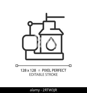 Icône de pompe de puisard noir linéaire mince personnalisable 2D. Illustration de Vecteur