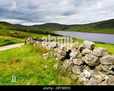 Vue du réservoir de SCAR House depuis le chemin Nidderdale jusqu'au pâturage de SCAR House Nidderdale AONB North Yorkshire England Banque D'Images