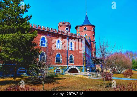 Découvrez la sérénité tandis que les maisons traditionnelles s'harmonisent avec le magnifique paysage naturel de la Chine, créant une fusion pittoresque Banque D'Images