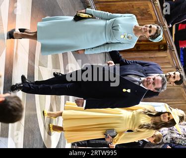 La Princesse Madeleine de Suède, M. Christopher O'Neill, le Prince Carl Philip et la Princesse Sofia assistent au service d'action de grâce, te Deum, dans l'église du Palais au Palais Royal de Stockholm, Suède, le 15 septembre 2023, à l'occasion du 50e anniversaire de l'accession au trône de SM le Roi. Photo Jonas Ekströmer /TT code 10030 Banque D'Images