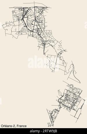 Carte des rues du CANTON D'ORLÉANS-2, ORLÉANS Illustration de Vecteur