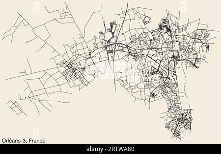 Carte des rues du CANTON D'ORLÉANS-3, ORLÉANS Illustration de Vecteur