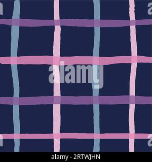 Colroful dessiné à la main Cottagecore Plaid. Rose et violet simple Vector Seamless Pattern. Contrôles artistiques Cottagecore. Homestead Farmhouse Print. Abstrac Illustration de Vecteur