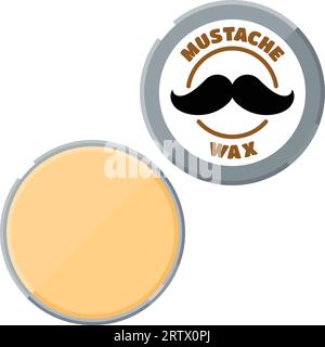 Cire de moustache pour hipster ou salon de coiffure en boîte métallique. Icône plate de cire de moustache. Illustration de Vecteur