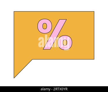 Autocollant marketing de dessin animé linéaire 2D bulle de message de remise Illustration de Vecteur