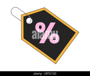 Étiquette de réduction autocollant de marketing de dessin animé linéaire 2D. Illustration de Vecteur