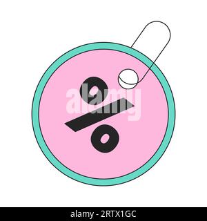 Autocollant marketing de dessin animé linéaire 2D de l'étiquette de cercle de pourcentage Illustration de Vecteur