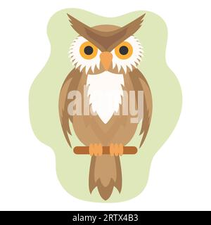 Un hibou sur une branche. Imprimé plat Illustration de Vecteur