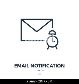 Icône notification par e-mail. Newsletter, lettre, boîte de réception. Contour modifiable. Icône vecteur simple Illustration de Vecteur