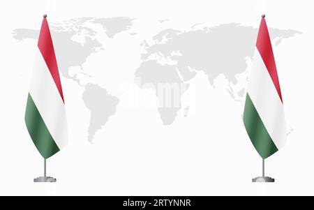 Hongrie et Hongrie drapeaux pour réunion officielle sur fond de carte du monde. Illustration de Vecteur