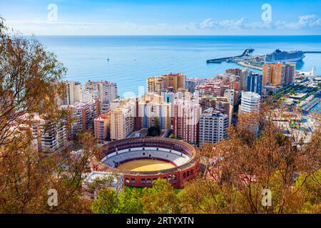 Vue panoramique aérienne de Malaga. Malaga est une ville de la communauté andalouse en Espagne Banque D'Images