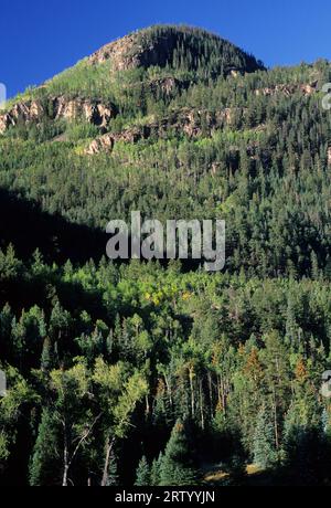 Pic de montagne, l'arrière-pays National Boucle Alpine Byway, Colorado Banque D'Images