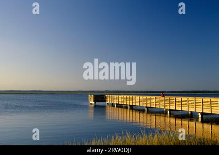 Quai du parc estuaire, Cumberland Island National Seashore, St Marys, Géorgie Banque D'Images