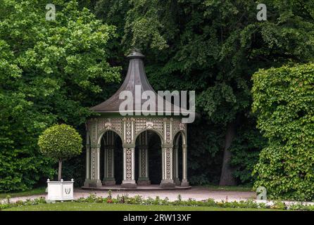 L'Ermitage à Bayreuth est un parc historique avec des éléments d'eau, le Vieux Palais, l'Orangerie et le Temple du Soleil, ainsi que d'autres plus petits Banque D'Images